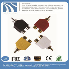 AV macho a 2 hembra Splitter RCA Y adaptador de enchufe para el cable de TV Convertir